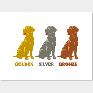 Golden Retriever, Silver Retriever, and Bronze Retriever Posters and Art